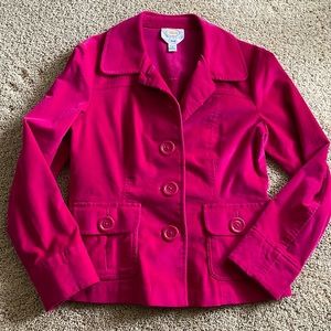 Talbots 8P velvet jacket with large button detail